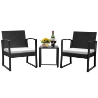 Jummico Patio Chairs 3 Piece Outdoor Furniture With All Weather Plastic Seat Metal Frame Patio Conversation Set For Porch Bal