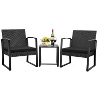 Jummico Patio Chairs 3 Piece Outdoor Furniture With All Weather Plastic Seat Metal Frame Patio Conversation Set For Porch Bal