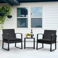 Jummico Patio Chairs 3 Piece Outdoor Furniture With All Weather Plastic Seat Metal Frame Patio Conversation Set For Porch Bal