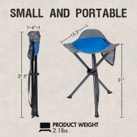 Portal Folding Camping Stool Portable Foldable Tripod Seat For Hiking Hunting Walking Fishing Travel Outdoors With Side Pockets Sturdy Steel Legs Support Up To 225 Lbs
