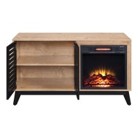 Nael 46 Inch Wood Console Table, LED Electric Fireplace, Oak Brown, Black