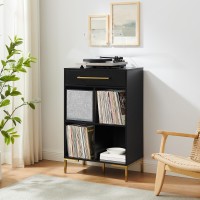 Juno Record Storage Cube Bookcase With Speaker Black Bookcase Speaker