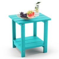 Lue Bona Adirondack Outdoor Side Table 2Tier Aruba Blue Hdps Patio End Table Weather Resistant Outdoor Morden Side Table For