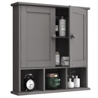 Taohfe Grey Bathroom Cabinet Bathroom Wall Cabinet With 2 Door Adjustable Shelves Over The Toilet Storage Cabinet Bathroom Cabin