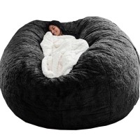 Oversized Bean Bag Chair Cover For Adults,Living Room Furniture Soft Washable Microfiber Kids Bean Bag Chair Cover,Lazy Sofa Bed Cover Pv Velvet Bean Bag Cover (Cover Only) (Balck, 5Ft 150 * 75Cm)