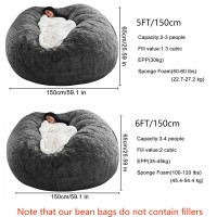 Oversized Bean Bag Chair Cover For Adults,Living Room Furniture Soft Washable Microfiber Kids Bean Bag Chair Cover,Lazy Sofa Bed Cover Pv Velvet Bean Bag Cover (Cover Only) (Balck, 5Ft 150 * 75Cm)