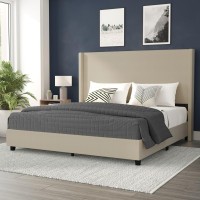 Quinn King Upholstered Platform Bed Beige