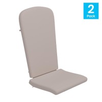 Charlestown Set Of 2 All Weather Indoor/Outdoor High Back Adirondack Chair Cushions  Patio Furniture Replacement Cushions - Cream