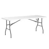 Mghh 6Ft Folding Table, Plastic Table Camping Table Foldable Portable Picnic Table Outdoor Dining Table With Carrying Handle For Kitchen Party Outdoor Indoor Wedding Bbq 70 X 29 X 29 Inches,White