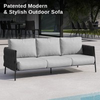 East Oak Life Chatter Outdoor Sofa Outdoor Furniture 3 Seats With Waterproof Thick Cushions Modern Patio Sofa Deep Seating For