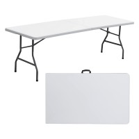 Zenstyle Indoor Outdoor Heavy Duty Plastic Folding Table Portable Picnic Table Foldinhalf Utility Table Whandle And Steel Leg