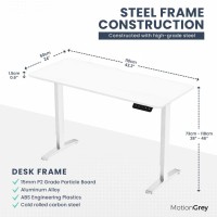 Motiongrey - Electric Motor Height Adjustable Standing Desk, Ergonomic Stand Up Desk, Adjustable Computer Sit Stand Desk Stand (White + White, 43 Inch)