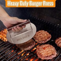 Hulisen Heavyduty Burger Press Melting Dome Set 85 Inch Round Stainless Steel Bacon Press With Wooden Handle 12 Inch Basti