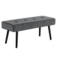 Comfy To Go Entryway Bench - Grey Bench For Bedroom, Modern Ottoman End Of Bed, Corduroy Padded Benches For Living Room, Foyer, Mudroom, Hallway - 39