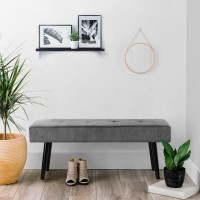 Comfy To Go Entryway Bench - Grey Bench For Bedroom, Modern Ottoman End Of Bed, Corduroy Padded Benches For Living Room, Foyer, Mudroom, Hallway - 39