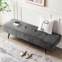 Comfy To Go Entryway Bench - Grey Bench For Bedroom, Modern Ottoman End Of Bed, Corduroy Padded Benches For Living Room, Foyer, Mudroom, Hallway - 39