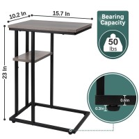 Yoobure C Shaped End Table For Couch And Bed Side Snack Table For Small Spaces Living Room Bedroom Rustic