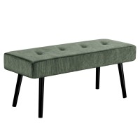 Comfy To Go Entryway Bench - Green Bench For Bedroom, Modern Ottoman End Of Bed, Corduroy Padded Benches For Living Room, Foyer, Mudroom, Hallway - 39