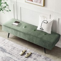 Comfy To Go Entryway Bench - Green Bench For Bedroom, Modern Ottoman End Of Bed, Corduroy Padded Benches For Living Room, Foyer, Mudroom, Hallway - 39