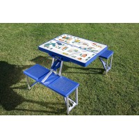 Picnic Time Folding Picnic Camping Outdoor Table With Umbrella Hole 365 X 5 X 175 Play Town Blue