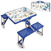 Picnic Time Folding Picnic Camping Outdoor Table With Umbrella Hole 365 X 5 X 175 Play Town Blue