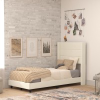 Hollis Twin Upholstered Platform Bed with Wingback Headboard