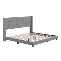 Hollis King Upholstered Platform Bed with Wingback Headboard