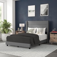 Hollis Full Upholstered Platform Bed with Wingback Headboard