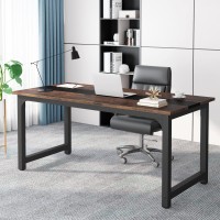 Tribesigns 70.8??Xecutive Desk, Large Office Computer Desk With Thicken Frame, Modern Simple Workstation Business Furniture For Home Office, Vintage Brown/Black