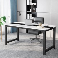 Tribesigns 70.8??xecutive Desk, Large Office Computer Desk with Thicken Frame, Modern Simple Workstation Business Furniture for Home Office, White/Black