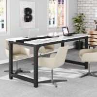 Tribesigns 70.8??xecutive Desk, Large Office Computer Desk with Thicken Frame, Modern Simple Workstation Business Furniture for Home Office, White/Black