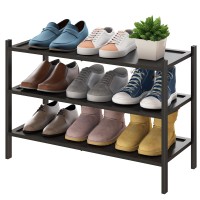 Bmosu 3Tier Bamboo Shoe Rack Premium Stackable Shoe Shelf Storage Organizer For Hallway Closet Living Room Entryway Organizerb