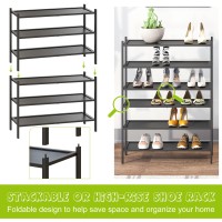 Bmosu 3Tier Bamboo Shoe Rack Premium Stackable Shoe Shelf Storage Organizer For Hallway Closet Living Room Entryway Organizerb