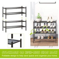 Bmosu 2Tier Bamboo Shoe Rack Premium Stackable Shoe Shelf Storage Organizer For Hallway Closet Living Room Entryway Organizerb