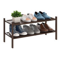 Bmosu 2Tier Bamboo Shoe Rack Premium Stackable Shoe Shelf Storage Organizer For Hallway Closet Living Room Entryway Organizerb