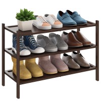 Bmosu 3Tier Bamboo Shoe Rack Premium Stackable Shoe Shelf Storage Organizer For Hallway Closet Living Room Entryway Organizerb