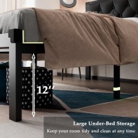 Feonase Twin Size Metal Bed Frame With Faux Leather Button Tufted Headboard Heavyduty Platform Bed Frame With 12 Storage St