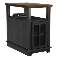 Hifyobro End Table With Flip Top Charging Station And Storage Cabinet Typec Usb Port Power Outlets Adjustable Shelf Side