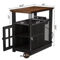 Hifyobro End Table With Flip Top Charging Station And Storage Cabinet Typec Usb Port Power Outlets Adjustable Shelf Side