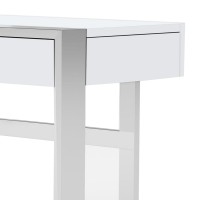 Cid Amy 63 Inch Modern Office Desk, 3 Drawers, Steel Chrome Base, White