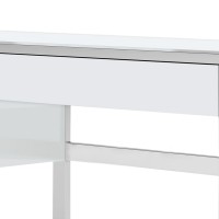 Cid Amy 63 Inch Modern Office Desk, 3 Drawers, Steel Chrome Base, White