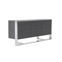 Cid Amy 71 Inch Modern Sideboard Buffet Cabinet, 3 Doors, 3 Shelves, Gray