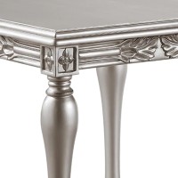 Sto 28 Inch Classic End Table, Square, Floral Trim, Wood, Silver