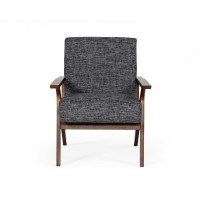 Cid 24 Inch Modern Accent Chair, Solid Wood, Fabric, Heather Gray