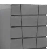 Cid 48 Inch Modern Tall Dresser, Embossed 5 Drawers, Gloss, High Gray