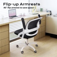 Kerdom Office Chair, Ergonomic Desk Chair, Mesh Computer Chair Height Adjustable, Comfy Swivel Task Chair With Wheels And Flip-Up Arms