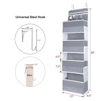 Univivi Over The Door Organizer, 5 Shelf Door Hanging Organizer Nursery Door Storage With 4 Large Compartments And 2 Small Pvc Pockets 6 Side Pockets For Bathroom,Cosmetics And Nursery Baby Essential