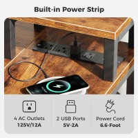 Superjare 47 Inch Reversible L Shaped Desk With Led Lights Power Outlets Computer Desk With Shelves Monitor Stand Gaming D