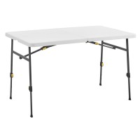 Living And More 4Ft Xl Height Adjustable Half Folding Table With Carrying Handle Easy Folding And Storage Indoor Outdoor Use