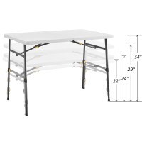 Living And More 4Ft Xl Height Adjustable Half Folding Table With Carrying Handle Easy Folding And Storage Indoor Outdoor Use